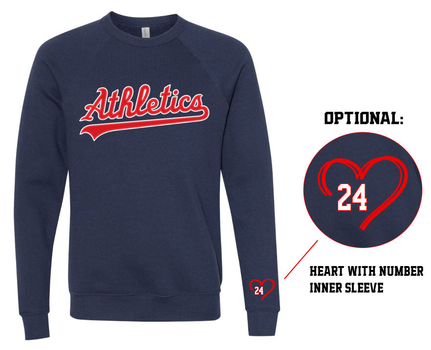 Athletics Baseball Crewneck (optional heart with number)