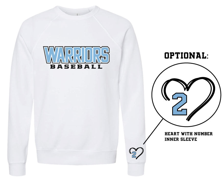 Warriors Baseball Crewneck (optional heart with number)