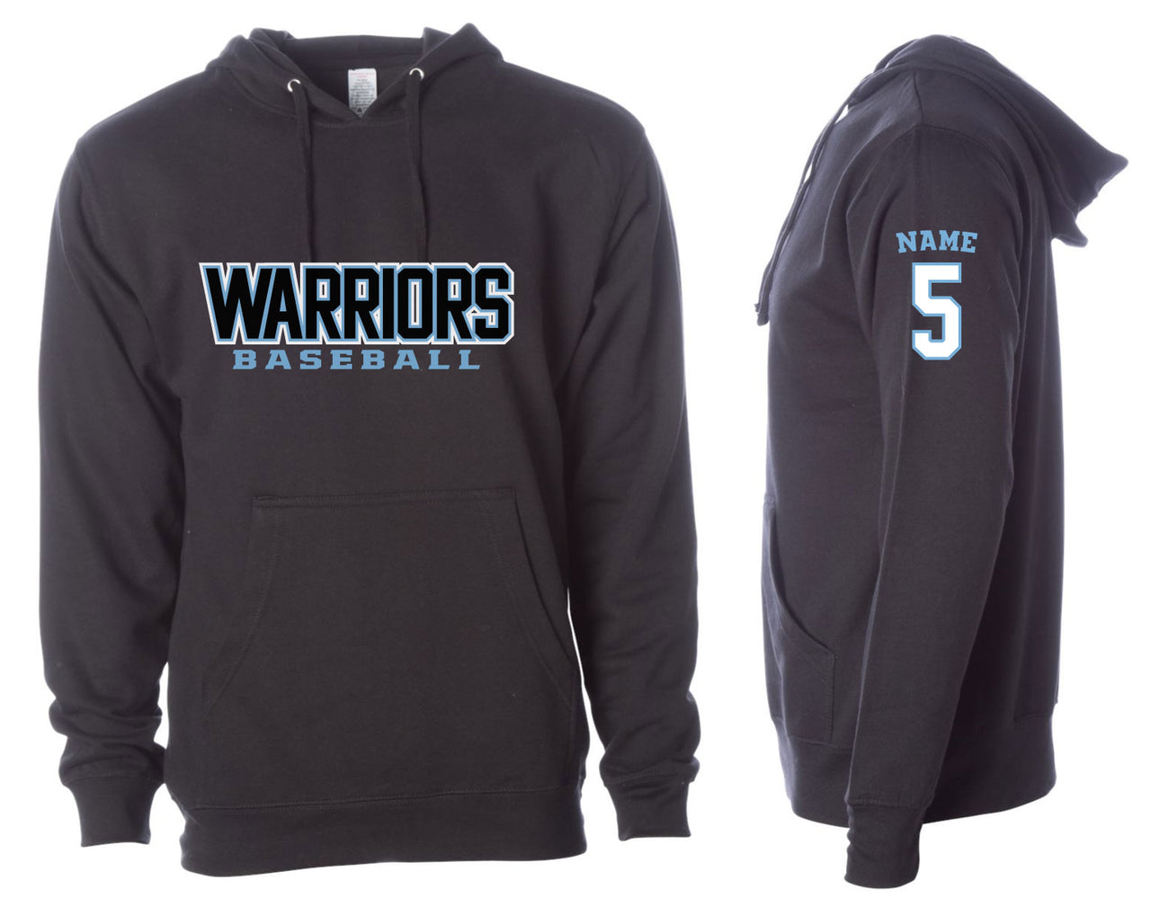 Warriors Baseball Hoodie (optional name and number)