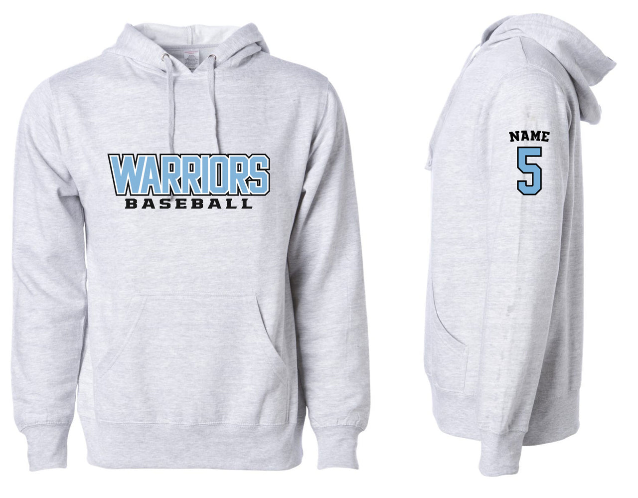 Warriors Baseball Hoodie (optional name and number)